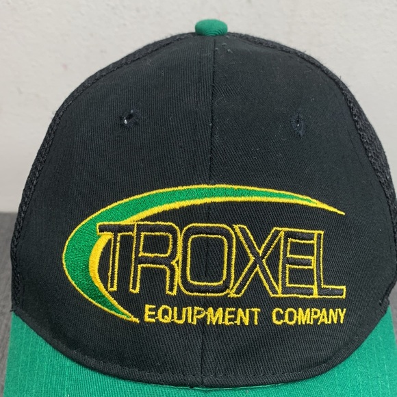 Troxel Equipment Company Trucker Hat Mens Adjustable Black Green Mesh Back Cap - Picture 3 of 12